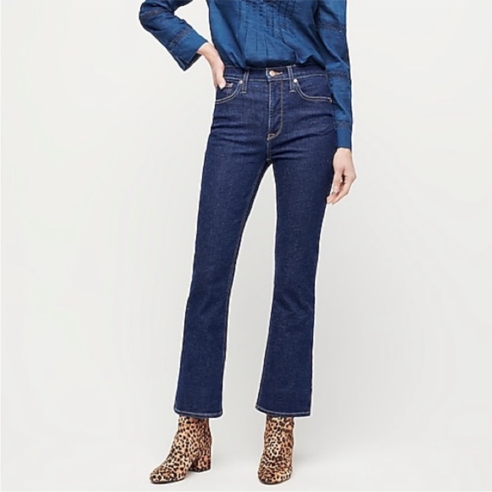 J CREW Jeans Billie Demi Boot Crop Women's Size 28 Dark Wash Stretch High Rise